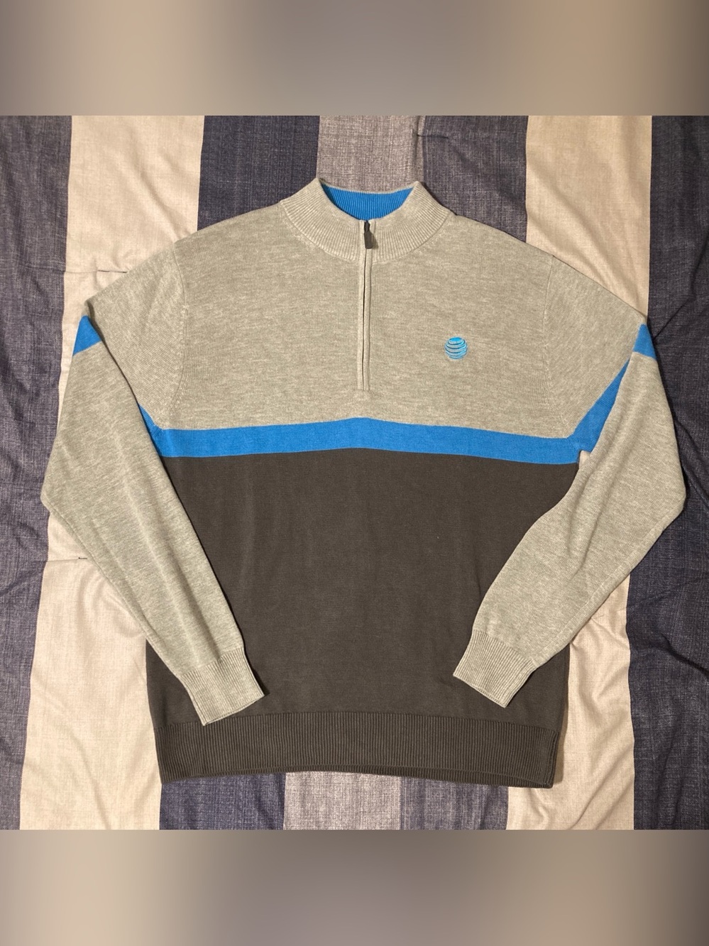 AT&T Mens 1/4 Zip Pullover Sweater Sz XL